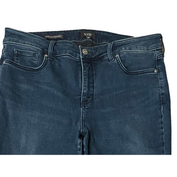 NYDJ Marilyn Straight Leg Jeans Women's Size 16 Stretch Dark Wash Denim - Picture 2 of 8